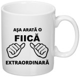 Cana alba personalizata &quot;Asa arata o fiica extraordinara&quot;, INOVATIX&reg;. 330ml, Oem