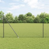 Gard Hexagonal vidaXL Gri 1.6x10 m Oțel, St&acirc;lpi de Gard vidaXL cu Spike 7 buc &Oslash;32 mm 180 cm Oțel Galvanizat