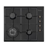 Plita incorporabila Fram FBH-V4IWF-RBK, Gaz, 4 Arzatoare, WOK, Gratar fonta, Control lateral, Aprindere electrica, Dispozitiv de siguranta, 60 cm, Neg