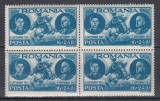 ROMANIA 1943 LP 155 I REGELE MIHAI I - 3 ANI DE DOMNIE BLOC DE 4 TIMBRE MNH, Nestampilat