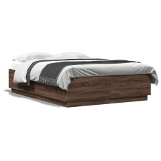vidaXL Cadru de pat, stejar maro, 160x200 cm, lemn prelucrat