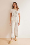 Women&#039;secret pijama Miffy femei, culoarea alb, 3137665
