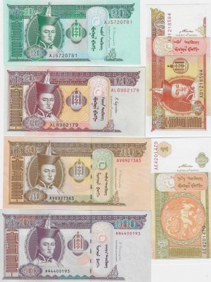 !!! MONGOLIA - LOT 1 + 5 + 10 + 20 + 50 + 100 TOGROG - UNC / CELE DIN SCAN foto