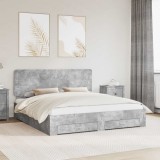 Cumpara ieftin Cadru de pat Gri din beton 180 x 200 cm Lemn prelucrat