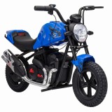 AIYAPLAY Motocicletă electrică pentru copii, stil Harley, 24 V, 6-12 ani, roți din cauciuc 30 cm, albastră | Aosom Romania