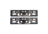 Suport Numere Auto 3D Cromat &quot;REGELE SOSELELOR&quot; - Set 2 Bucati, Compatibil Marci Auto Romania