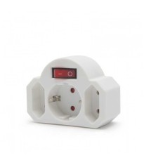 Distribuitor triplu 1x Schuko +2x Euro de perete 16A 3500W cu intrerupator delight foto
