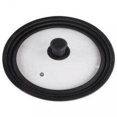 Capac pentru vase de gatit Xavax cu orificiu de abur, intre 24 si 28 cm , Negru/Transparent