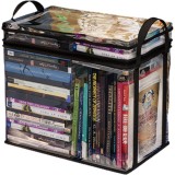 Cutie de Depozitare, din PVC + Textil, Rezistenta la Apa, Geanta pentru Carti, 38x24x32 cm, Transparent-Negru