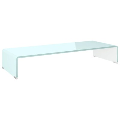 vidaXL Stand TV/Suport monitor, sticlă, alb, 80x30x13 cm foto