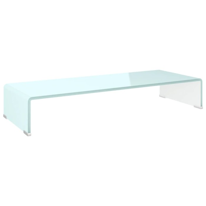 vidaXL Stand TV/Suport monitor, sticlă, alb, 80x30x13 cm