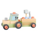 Tractor Lemn cu Remorca de Asamblat Orange Tree Toys, Jucarie Baieti, +3 Ani, Lemn FSC