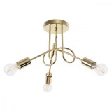 Candelabru Suplu Strălucire Aurie Oțel 3 Becuri Neregulate Industrial De Interior