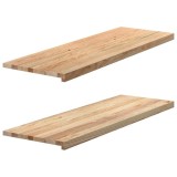 Cumpara ieftin Pervaz 2 buc lemn masiv de stejar netratat 120x40x2 cm