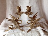 Doua afesnice cu dragon China din bronz vechi