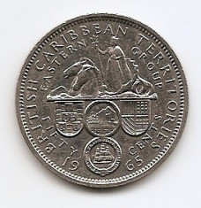 Statele Est Caraibeene - Caraibe 50 Cents 1965 -Elizabeth II, 30 mm KM-7 foto