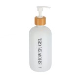 Dispenser Gel Duș 500Ml Sticlă/ Bambus &ndash; Alb Mat
