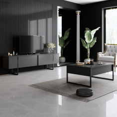 Set de mobilier pentru living Luxe, Antracit- Negru