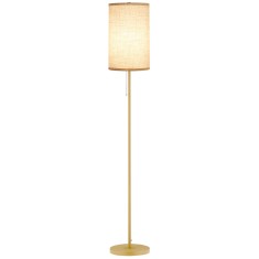 HOMCOM Lampadar design 40 W max. picior oțel dorat abajur material textil cremă dim. 25,5 x 25,5 x 157 cm auriu și bej | Aosom Romania