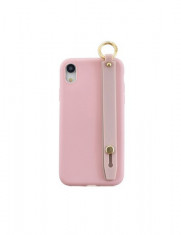 Husa din tpu iPhone XR, roz, cu functie bratara reglabila, soft color, subtire si usoara foto