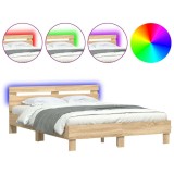 Cumpara ieftin Cadru de pat cu tablie si LED, stejar sonoma, 140x200 cm