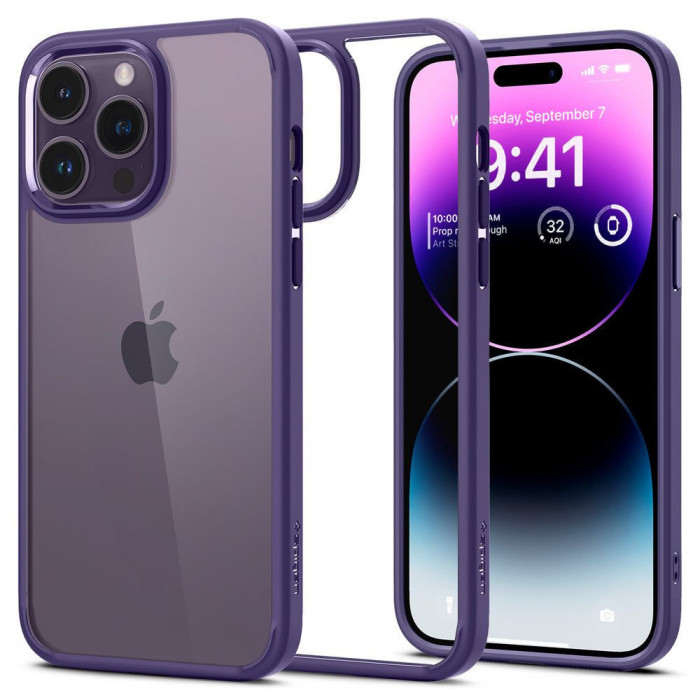 Husa Spigen Ultra Hybrid pentru Apple iPhone 14 Pro Max Mov inchis