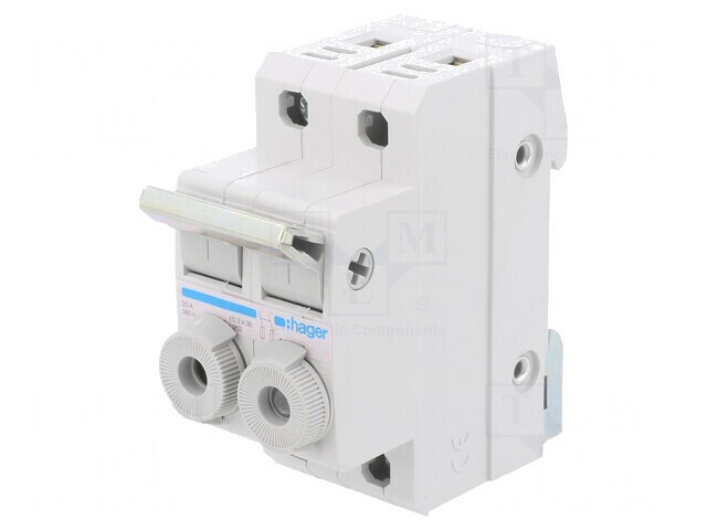 Separator cu Fuzibil 10x38mm pentru Șină DIN 20A 400V 2 Poli