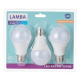 Set 3 becuri LED E27 6W A60, Lumină albă caldă 3000K, CMCLASS