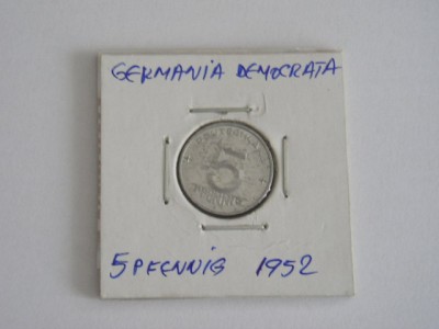 C50 - Moneda foarte veche - Germania Democrata DDR - 5 pfennig - 1952 foto