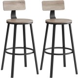 VASAGLE Set de 2 scaune de bar inalte cu spatar, cadru din otel, industrial, 54x99cm, gri stejar Household NewTrend