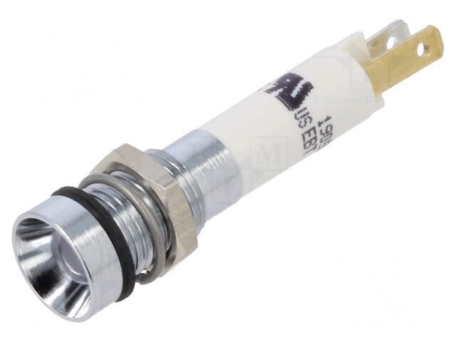 Lampă de control LED albă 24V &Oslash;8mm plastic