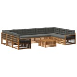 vidaXL Set de canapele de exterior cu pernă 10 pcs Natural și Antracit 3383865