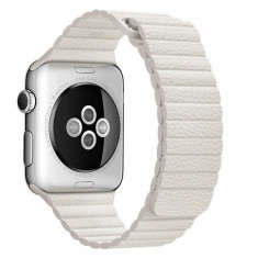 Curea piele pentru Apple Watch 44mm iUni White Leather Loop foto