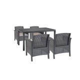 Set Mobilier Gradina Leziter Venus IV, 4 Locuri, Plastic, Rezistent Intemperii, Masa Grafit, Perne Incluse