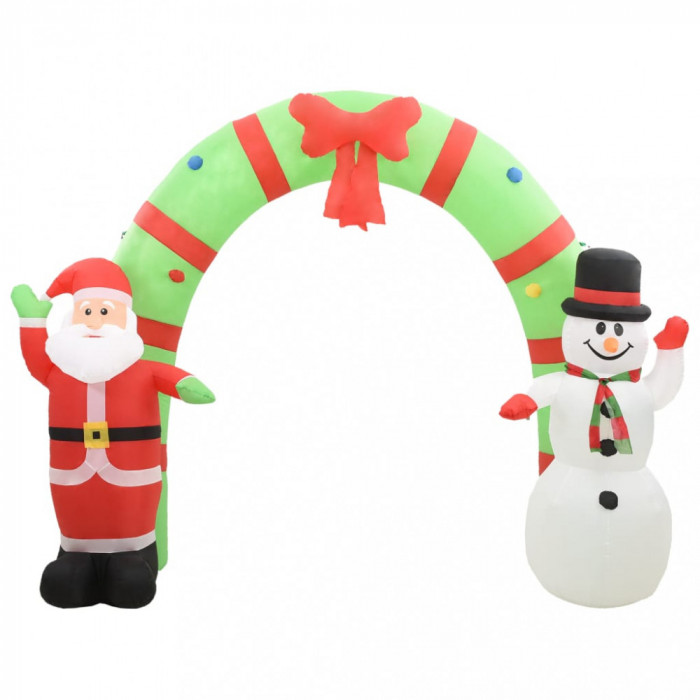 Decorațiune gonflabilă Moș Crăciun și om de zăpadă, LED, 223 cm