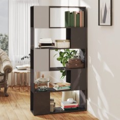 Bibliotecă/Separator cameră gri extralucios, 80x24x155 cm PAL