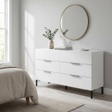 Cumpara ieftin Comoda Adore Oryana, 3 sertare, Alb - Nuc, 140x81x44 cm
