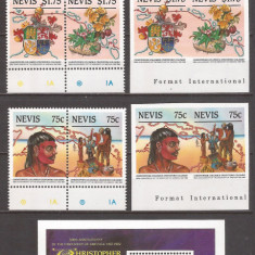 NEVIS 1986 NAVIGATIE CORABII, C. COLUMB (colita dt. + 2 serii dt. si ndt.) MNH