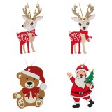 Cumpara ieftin Ornamente Brad Craciun Figuri Lemn, 6cm, Glitter Bej, Set 8 Bucăți