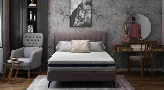 Saltea cu memorie Somnart Optimax Memory 180x190, inaltime 18cm, husa 3D detasabila si lavabila, rulata, cu manere, fermitate medie