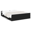 Cadru Pat 150x200 cm Negru Extralucios cu Sertare, Lemn Prelucrat. Depozitare dormitor. 