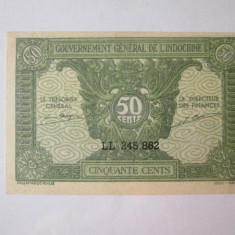 Rară! Indochina 50 Centimes 1942 aUNC