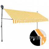 Copertină retractabilă manual cu LED, alb &amp; portocaliu, 350 cm, vidaXL