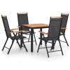VidaXL Set mobilier de exterior, 5 piese, negru, aluminiu 3070628