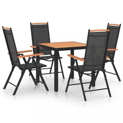 vidaXL Set mobilier de exterior, 5 piese, negru, aluminiu 3070628 foto