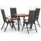 vidaXL Set mobilier de exterior, 5 piese, negru, aluminiu 3070628