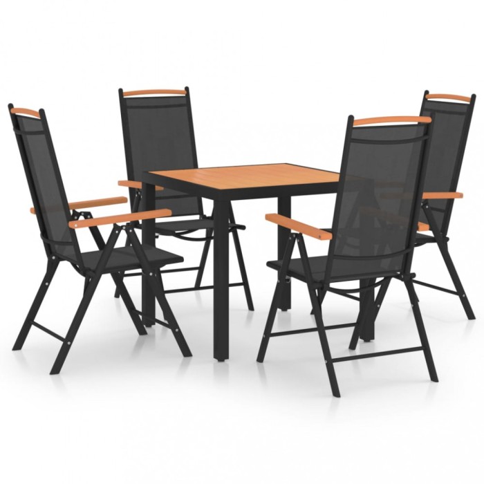 vidaXL Set mobilier de exterior, 5 piese, negru, aluminiu 3070628