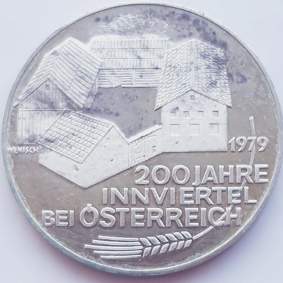 457 Austria 100 Schilling 1979 Inn District Innviertel km 2943 argint foto
