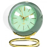 Ceas Desteptator Analog Verde Auriu, Metal/PVC, 11cm, Quartz, De Masa