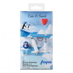 Casti cu Fir Cellularline Cute&amp;amp;amp;Sweet Penguin Microfon Jack 3.5mm foto